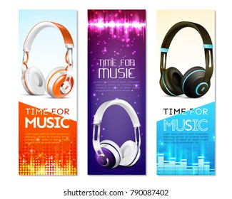 Realistic Earphones Vertical Banners