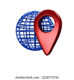 realistic earth location pin icon 3d render design