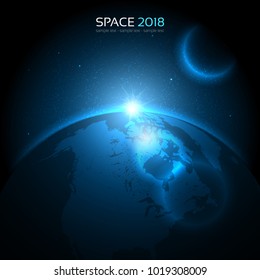 Tierra realista en el espacio Ilustración fondo EPS10 Vector