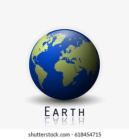 Realistic Earth vector illustration. 3d planet icon. World map.