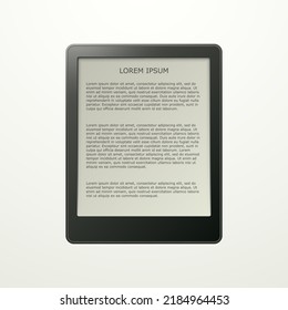 Realistic e-book for reading isolated on white background.