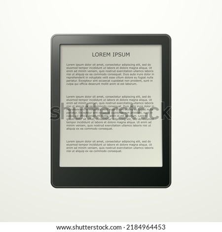 Realistic e-book for reading isolated on white background.