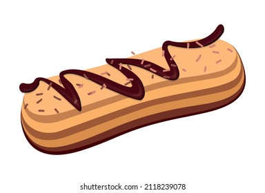 Realistic eclair isolated on white background - Vector illustration