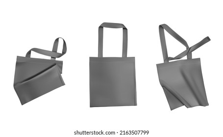 Realistic eco bags set isolated vector illustration.