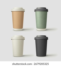 Realista eco tazas de café en conjunto