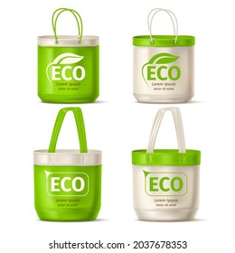 Realistic eco shopping bags. Recyclable natural
