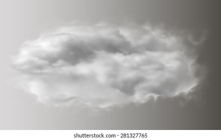 The realistic effect of fog, smoke, cloud, smog. White cloud on a gray background isolated. Vector illustration. Vector transparent clouds.
