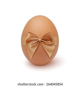 Realistic egg icon with ribbon, isolated on white background. Vector illustration