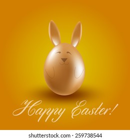 Realistic egg rabbit on orange background. Easter collection. Vector illustration.