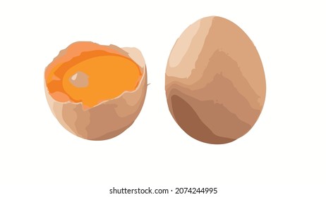 realistic eggs with one sliced egg