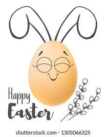 Realistic eggs with painted elements. Happy easter. Vector illustration