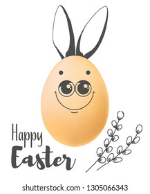 Realistic eggs with painted elements. Happy easter. Vector illustration