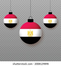 Realistic Egypt Flag with flying light balloons. Decorative elements for national holidays.