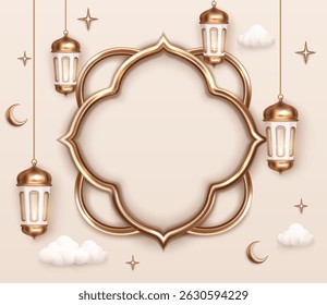 Realistic Eid al-adha Islamic Background with Lanters