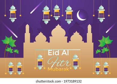 Realistic eid al-fitr illustration Vector illustration.
