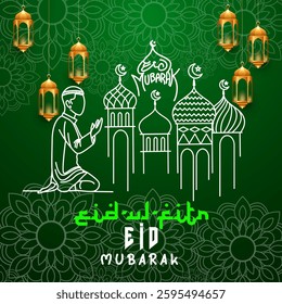 Realistic eid al-fitr vector illustration 