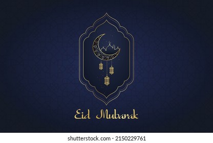 Realistic Eid Mubarak Background with with Lantern and Moon Vector Illustration.
Realistic Eid Ul Fitr Illustration Vector Template Design