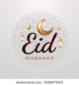 realistic eid mubarak design illustration