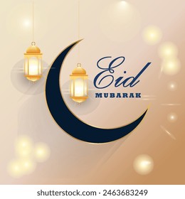 Vector de tarjeta de felicitación realista de Eid Mubarak