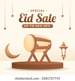 Realistic Eid Mubarak Sale Banner Template