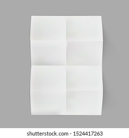 Realistic Eight Folded White A3 Sheet Of Paper. EPS10 Vector