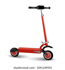 Realistic electric kick scooter. Two wheel electric vehicle. Vector illustration.