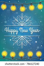 Realistic electric light garland vector background. Detailed christmas lamps decoration.