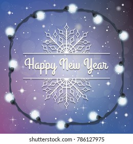 Realistic electric light garland vector background. Detailed christmas lamps decoration.