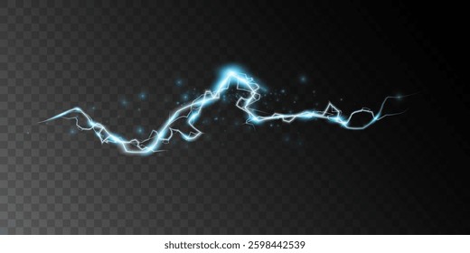 A realistic electric lightning bolt effect with vibrant neon colors and dynamic light streaks.