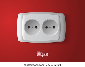 Realistic Electric Socket. Electrical Safety Concept. Vector Illustration Design. Isolated on Background with Shadow.
