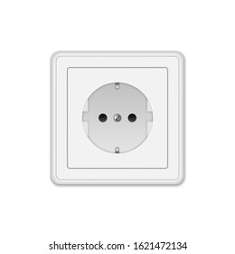 realistic electric socket on a white wall
