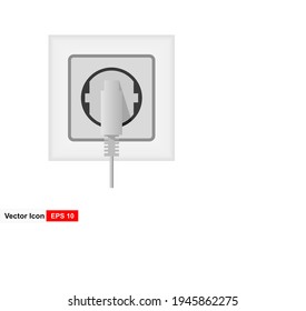 Realistic Electrical Plugs and Sockets in minimalist design on white background. Electric theme banner. Vector illustration.
