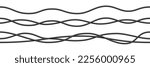 Realistic electrical wires. Cable power energy. Flexible thick network cord. Black electric computer connection wires. Seamless line cable. Vector illustration on white background.