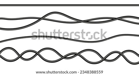 Realistic electrical wires. Flexible thick network cord. Computer connection wires. Cable power energy. Vector illustration. EPS 10.