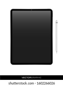 Realistic electronic device templates. Modern gadgets isolated on white background. Electronic tablet with pencil. Vector illustration.
