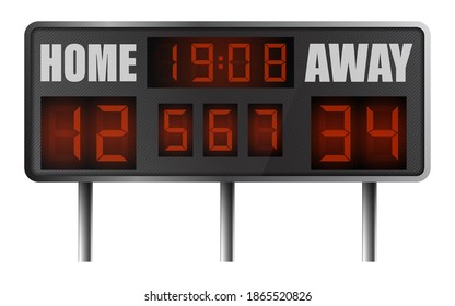 realistic electronic sports scoreboard. Score on board during match on field. Team sports. Active lifestyle. Vector