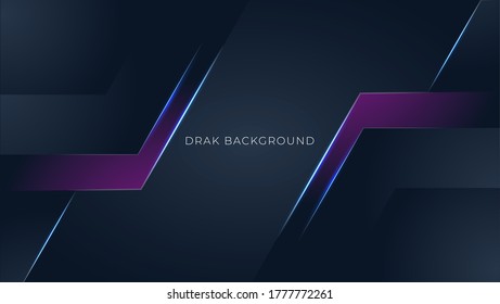 Dunkler abstrakter Hintergrund mit Papierformen überlappen Ebenen. Luxuriöse und moderne Konzeptstruktur mit goldenem Pfeil. Vektordesign-Vorlage für den Gebrauchsrahmen, -deckel, -banner, -karte