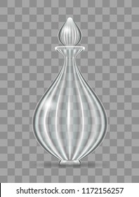 Realistic and elegant glass bottle for perfume