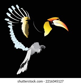 Realistic Elegant Great Hornbill Vector