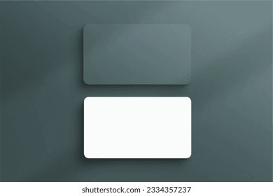 Realistic elegant and minimalist sage green white blank business card mockup. 3D vector illustration. Windows shadow overlay isolated background.