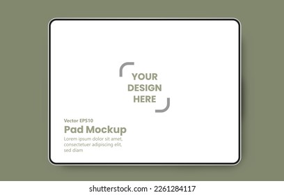 A realistic and elegant pad mockup with a thin frame.  Device UIUX mockup for presentation template.