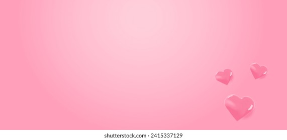 Realistic elements in shape of heart flying on pink background. Happy Valentine's Day. Vector illustration