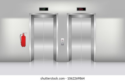 Realistic elevator in office building., Interior concept, Vector, Illustration