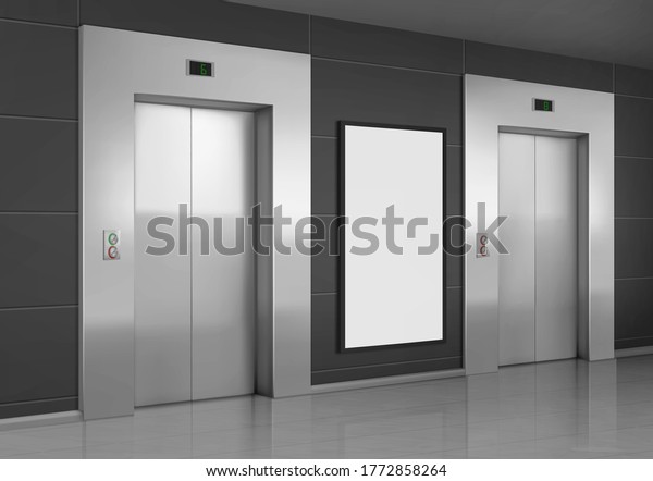 Download Realistic Elevators Close Doors Ad Poster Stock Vector Royalty Free 1772858264