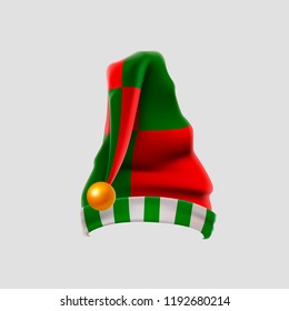 Realistic Elf Hat Isolated On White Background