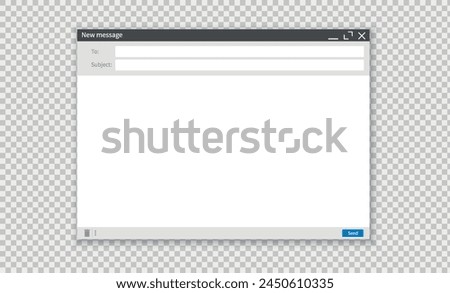 Realistic Email interface green banner for browser message with shadow. 3d Blank device screen. Mock up for your text. Layout template. Vector stock illustration eps10 isolated