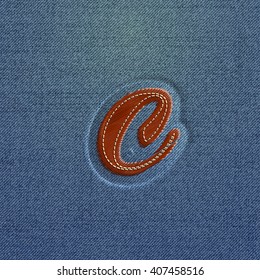 Realistic embroidered character from a typeset, vector