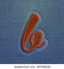 Realistic embroidered character from a typeset, vector