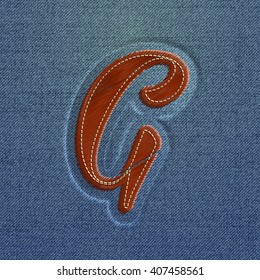 Realistic embroidered character from a typeset, vector
