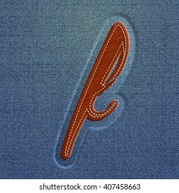 Realistic embroidered character from a typeset, vector